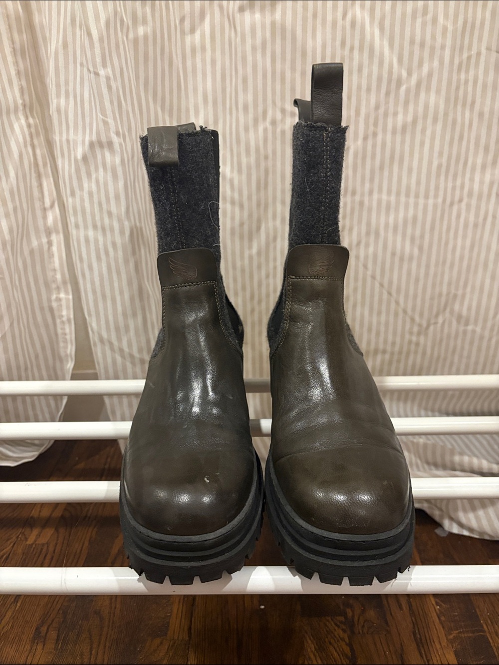 Chunky Lug Chelsea Boots in Olive Green